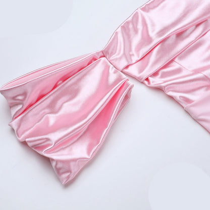 Satin ruched off shoulder zip-up slit maxi dress  | Festival Outfits Women
