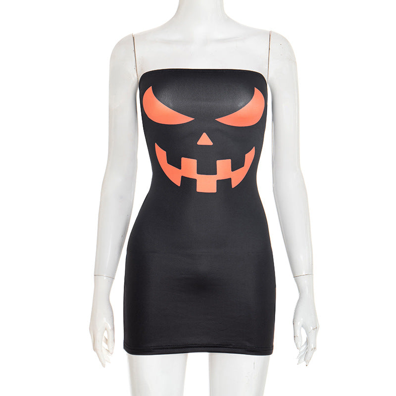 Letter print contrast backless tube mini dress  | Festival Outfits Women