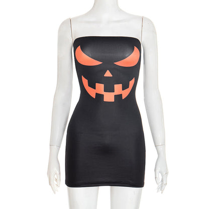 Letter print contrast backless tube mini dress  | Festival Outfits Women