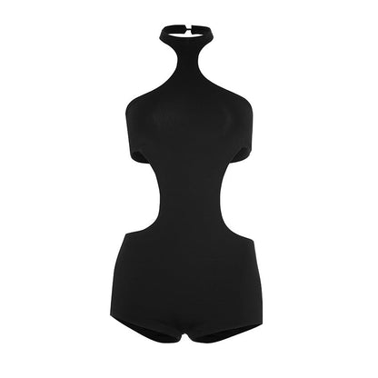 Halter button hollow out backless romper  | Festival Outfits Women