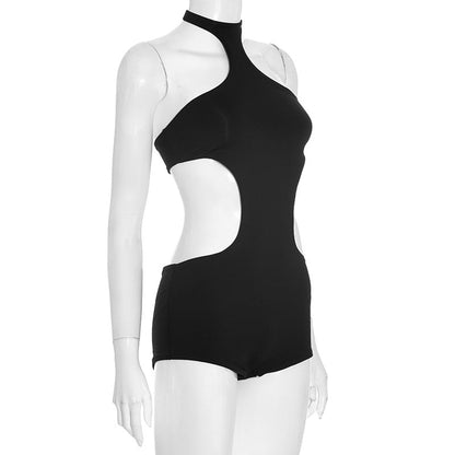 Halter button hollow out backless romper  | Festival Outfits Women