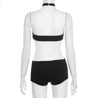 Halter button hollow out backless romper  | Festival Outfits Women