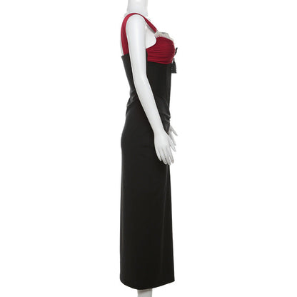 V neck lace hem corset ruched maxi dress  | Festival Outfits Women