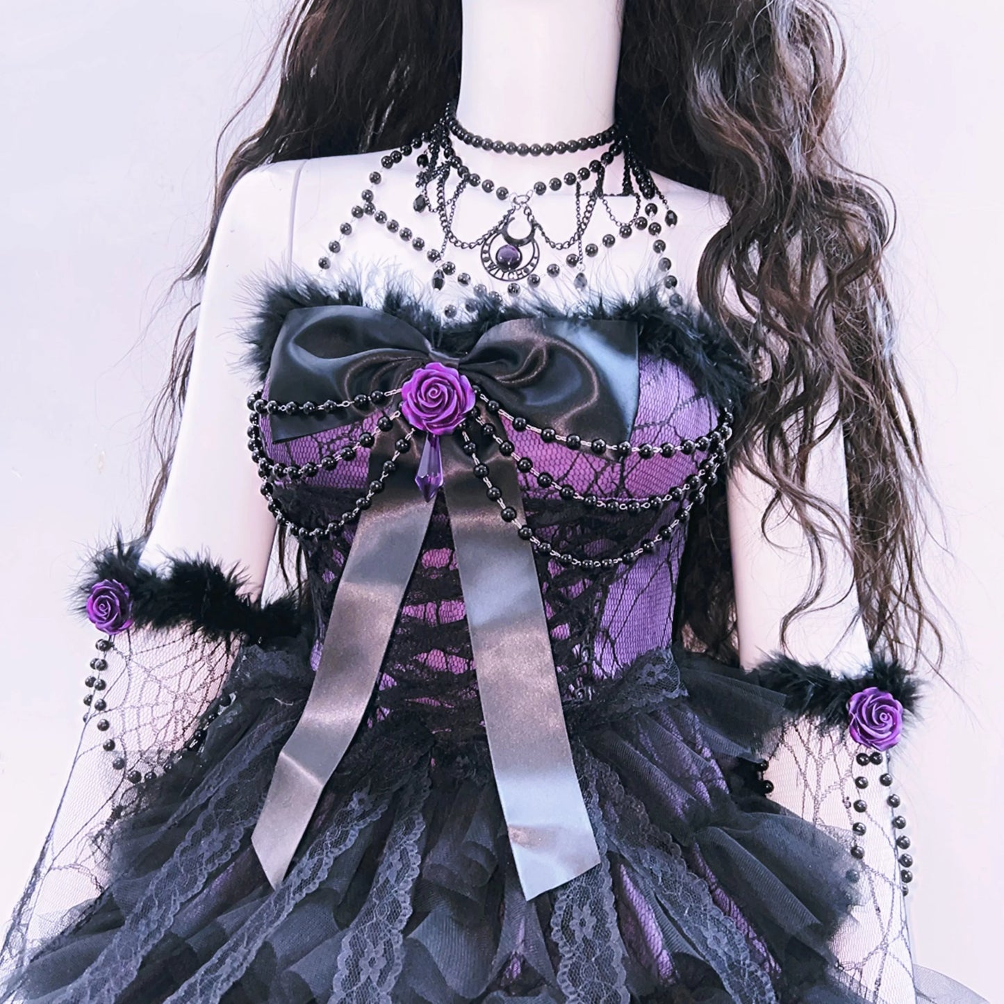 Bowknot mesh ruffle fluffy gloves mini dress  | Festival Outfits Women