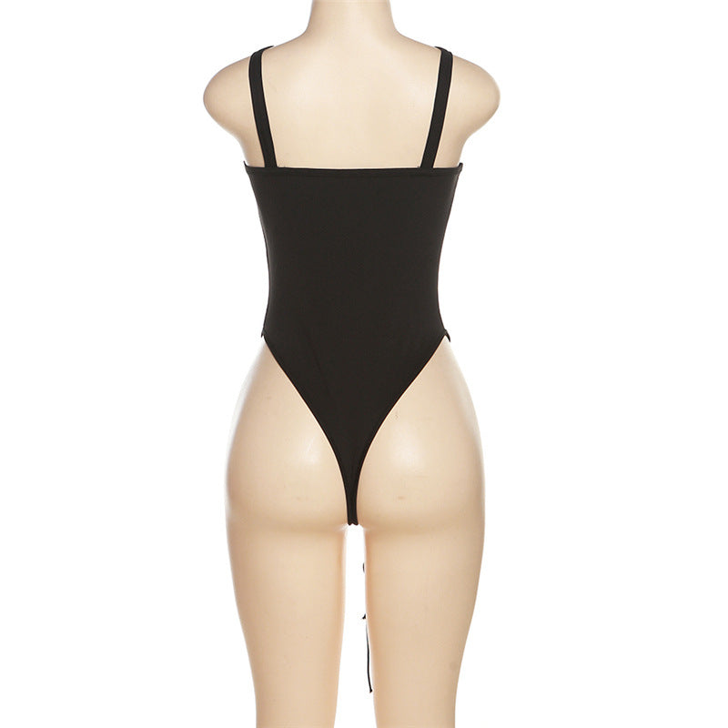 V neck lace up cami bodysuit  | Festival Outfits Women