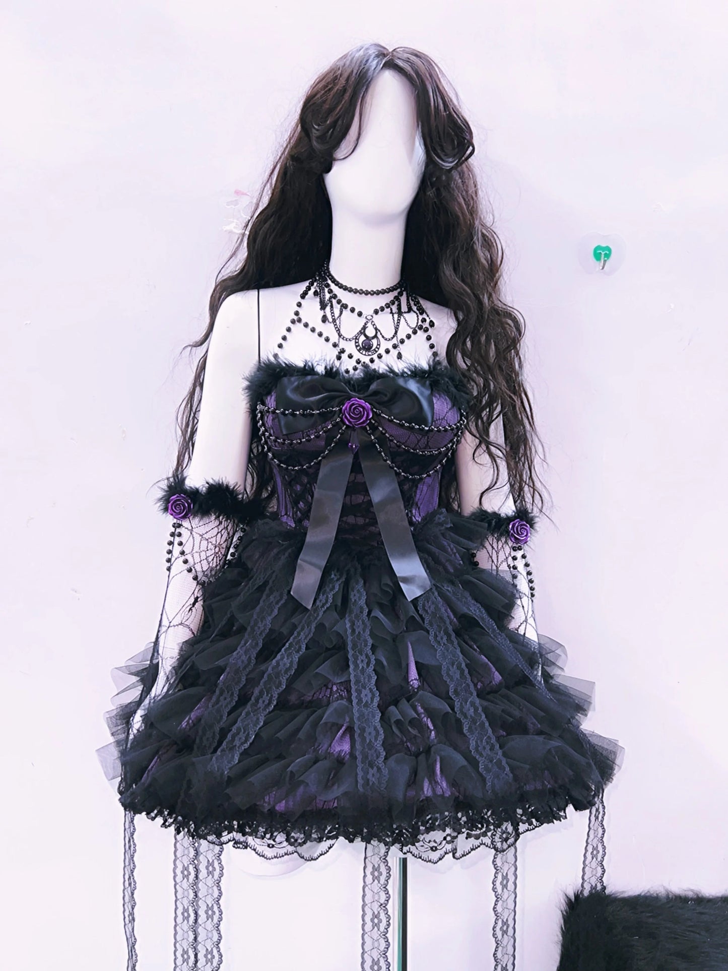 Bowknot mesh ruffle fluffy gloves mini dress  | Festival Outfits Women