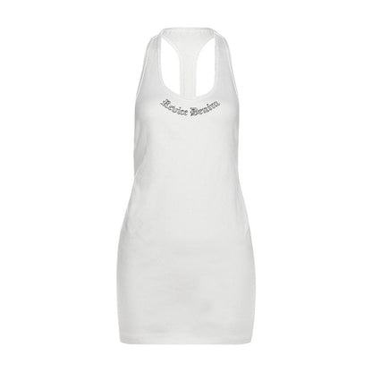 U neck hollow out letter pattern cut out mini dress  | Festival Outfits Women