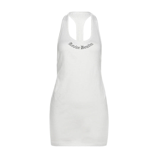 U neck hollow out letter pattern cut out mini dress  | Festival Outfits Women