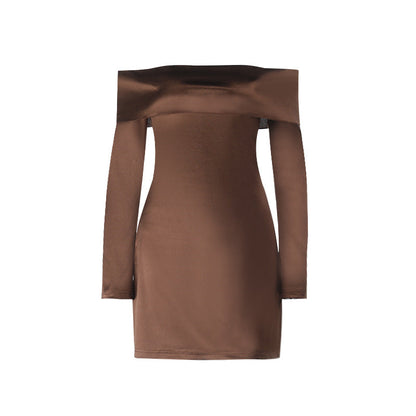 Off shoulder long sleeve zip-up solid mini dress  | Festival Outfits Women