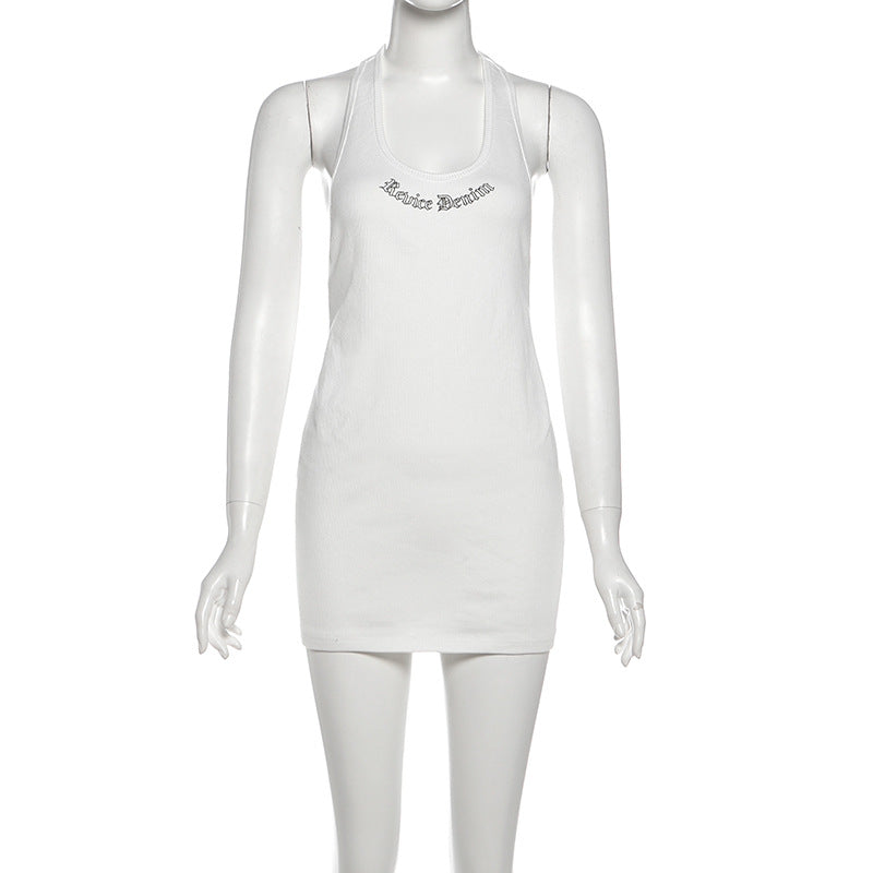 U neck hollow out letter pattern cut out mini dress  | Festival Outfits Women