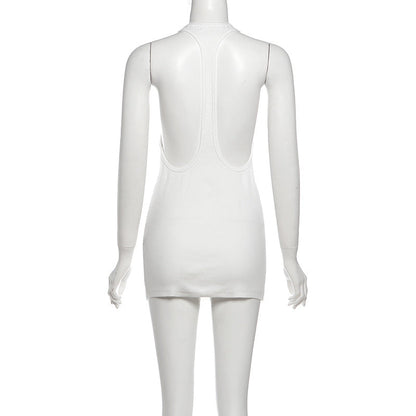 U neck hollow out letter pattern cut out mini dress  | Festival Outfits Women