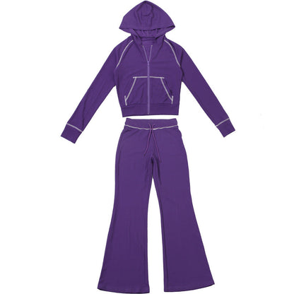 Hoodie long sleeve zip-up drawstring pant set  | Festival Outfits Women