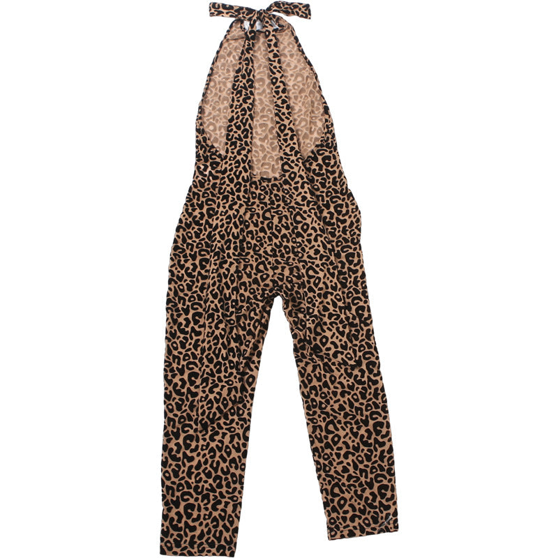 Halter backless leopard print jumpsuit  | Festival Outfits Women