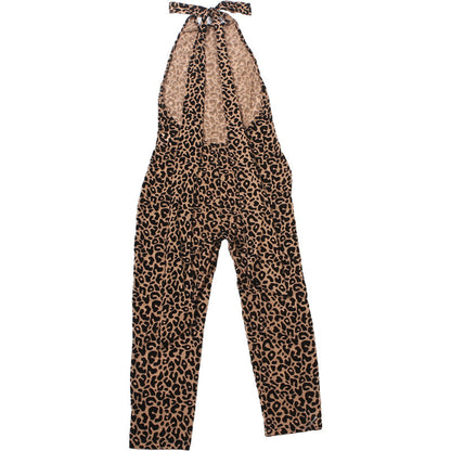 Halter backless leopard print jumpsuit  | Festival Outfits Women