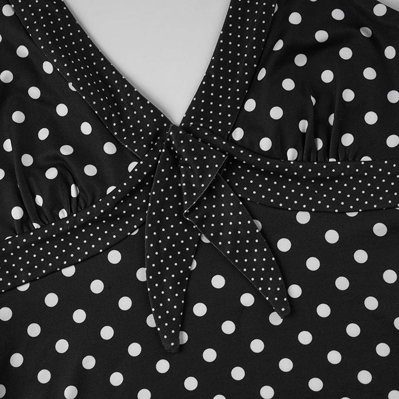 Halter v neck polka dot backless top  | Festival Outfits Women