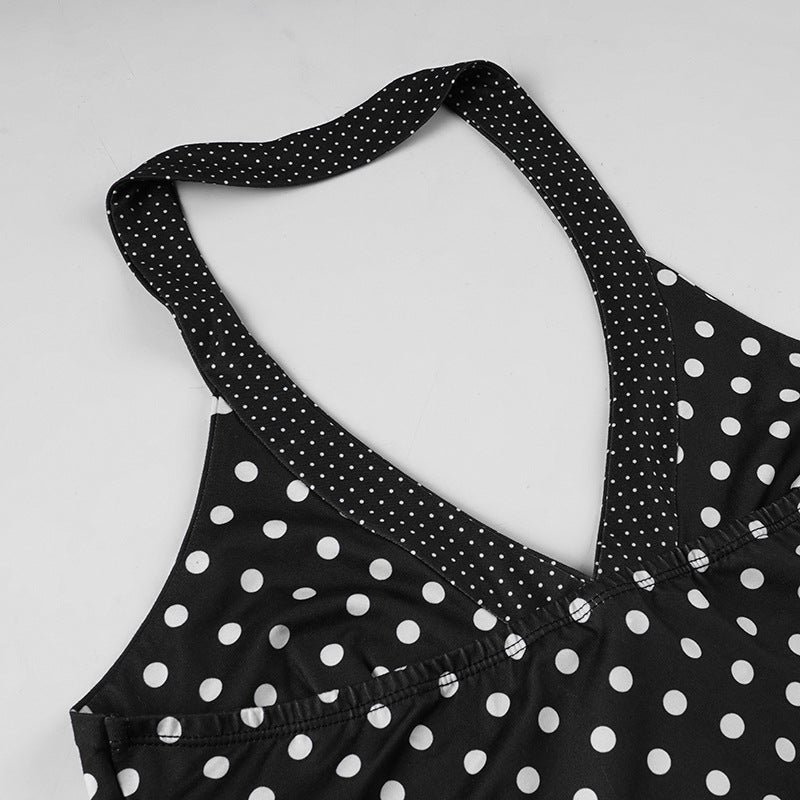 Halter v neck polka dot backless top  | Festival Outfits Women