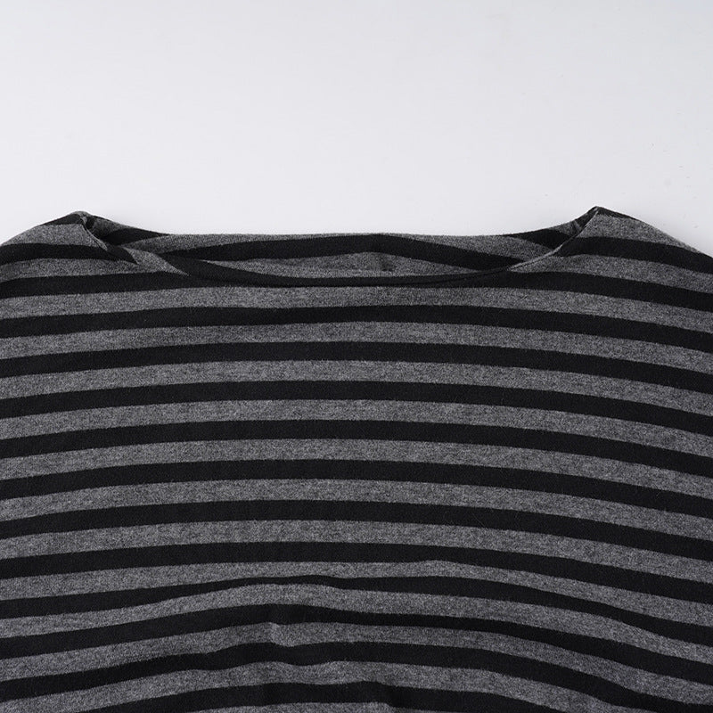 Long sleeve striped print crewneck top  | Festival Outfits Women
