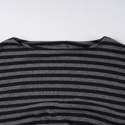 Long sleeve striped print crewneck top  | Festival Outfits Women