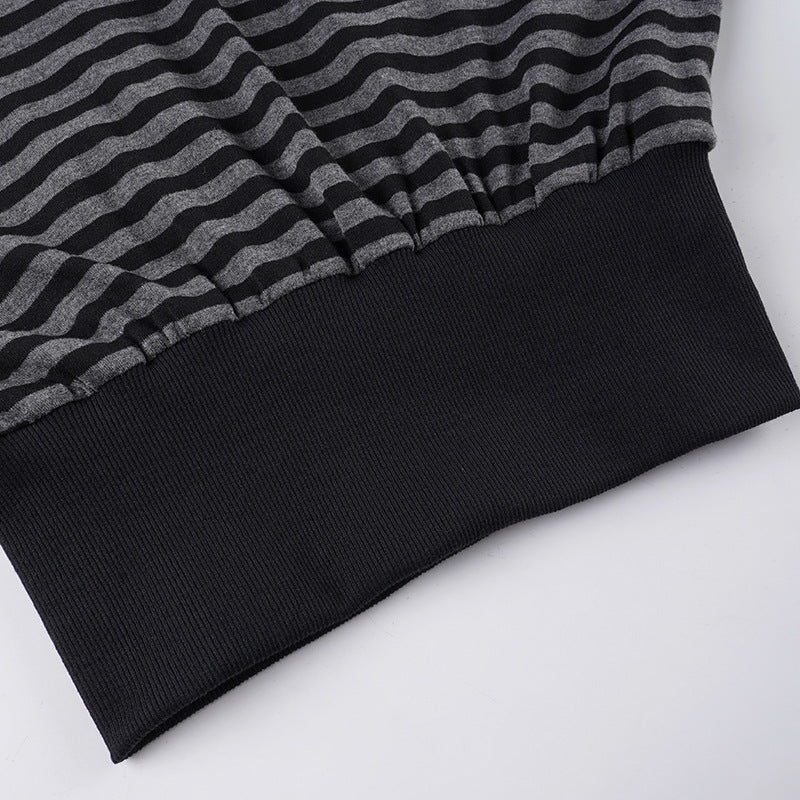 Long sleeve striped print crewneck top  | Festival Outfits Women