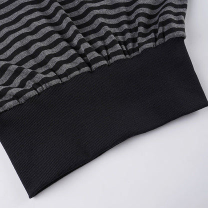 Long sleeve striped print crewneck top  | Festival Outfits Women