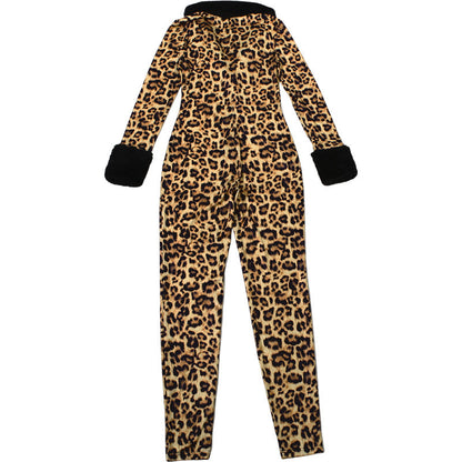 Long sleeve v neck leopard print fluffy jumpsuit  | Festival Outfits Women