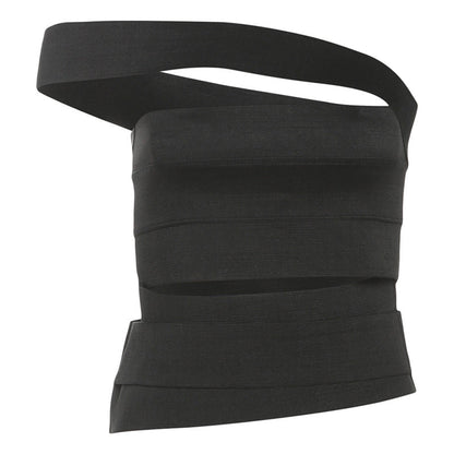 One shoulder hollow out solid cut out top  | Festival Outfits Women