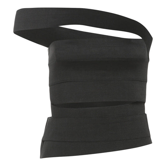 One shoulder hollow out solid cut out top  | Festival Outfits Women