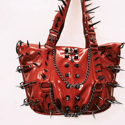 PU leather rivet metal chain handbag  | Festival Outfits Women