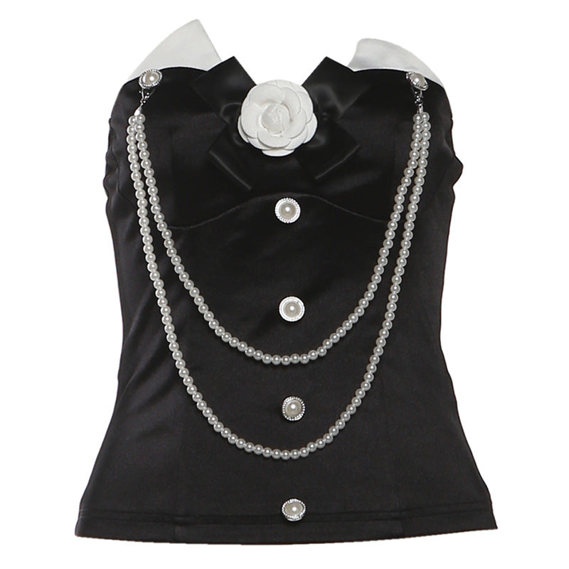 Flower applique beaded tube top  | Festival Outfits Women