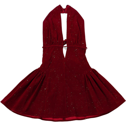 Halter deep v neck backless glitter mini dress  | Festival Outfits Women