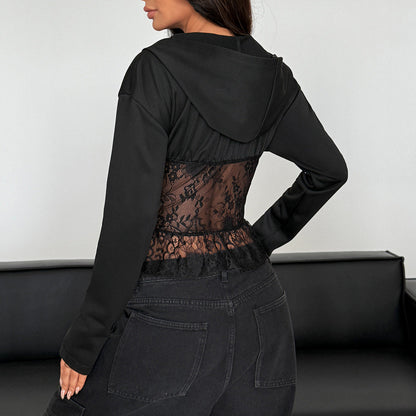 Hoodie long sleeve zip-up corset top  | Festival Outfits Women