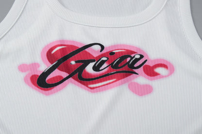 Sweetheart pattern u neck tank top  | Festival Outfits Women