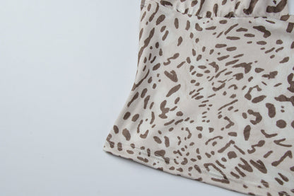 Leopard print v neck halter backless top  | Festival Outfits Women  | Cheetah Print Top