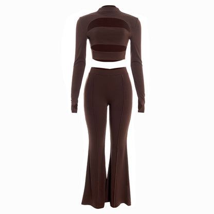 Hollow out long sleeve gloves low rise pant set  | Festival Outfits Women
