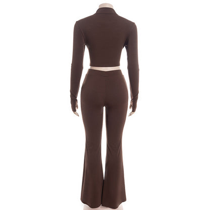 Hollow out long sleeve gloves low rise pant set  | Festival Outfits Women