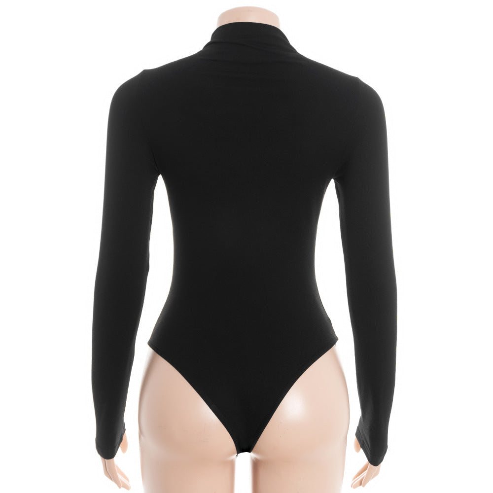 Long sleeve hollow out crewneck button bodysuit  | Festival Outfits Women