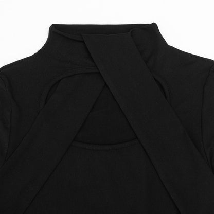 Long sleeve hollow out crewneck button bodysuit  | Festival Outfits Women