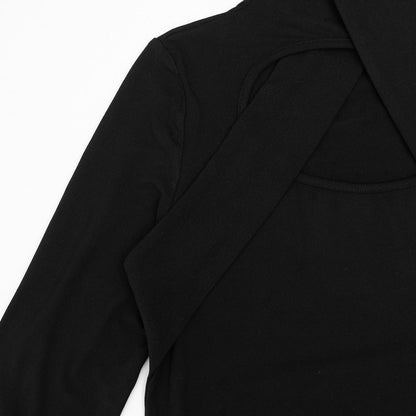 Long sleeve hollow out crewneck button bodysuit  | Festival Outfits Women