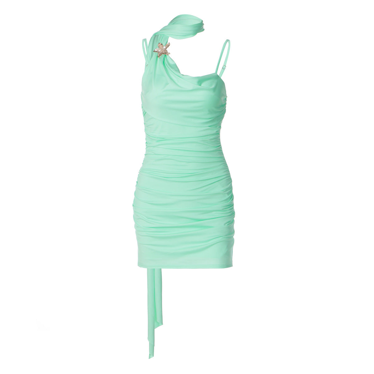 Ruched cowl neck backless cami mini dress  | Festival Outfits Women