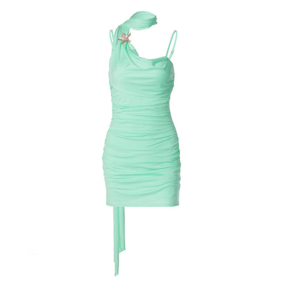 Ruched cowl neck backless cami mini dress  | Festival Outfits Women