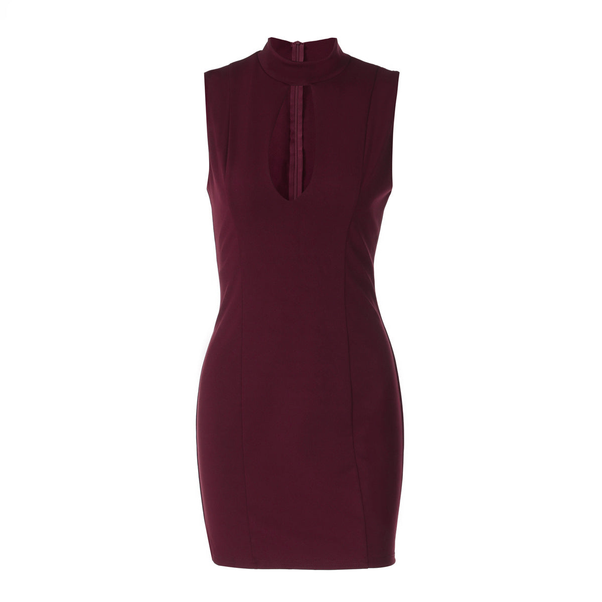 Hollow out crewneck sleeveless zip-up cut out mini dress  | Festival Outfits Women