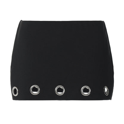 Hollow out A line solid cut out mini skirt  | Festival Outfits Women