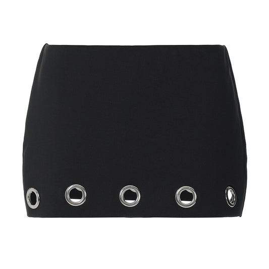 Hollow out A line solid cut out mini skirt  | Festival Outfits Women