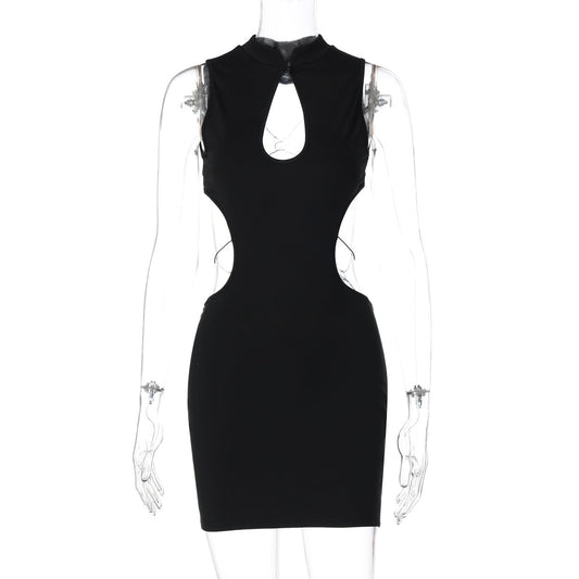 Hollow out o ring backless sleeveless cut out mini dress  | Festival Outfits Women