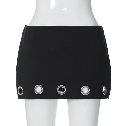 Hollow out A line solid cut out mini skirt  | Festival Outfits Women