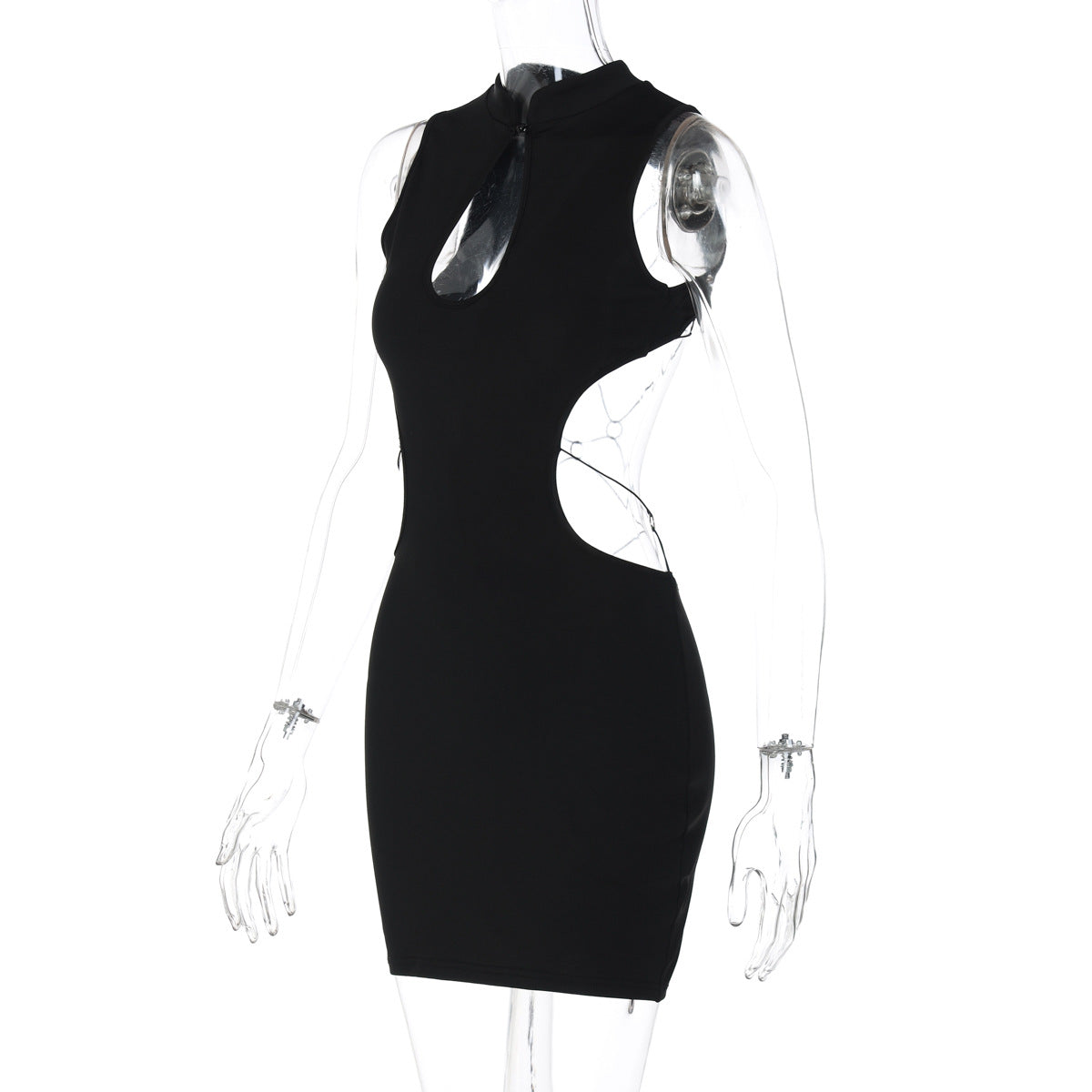 Hollow out o ring backless sleeveless cut out mini dress  | Festival Outfits Women