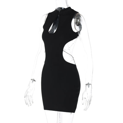 Hollow out o ring backless sleeveless cut out mini dress  | Festival Outfits Women