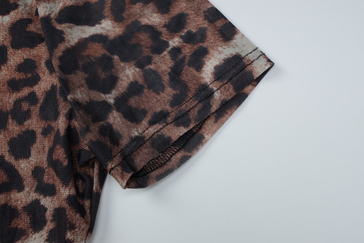 Leopard print short sleeve button top  | Festival Outfits Women  | Cheetah Print Top