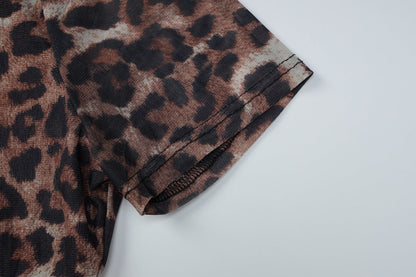 Leopard print short sleeve button top  | Festival Outfits Women  | Cheetah Print Top