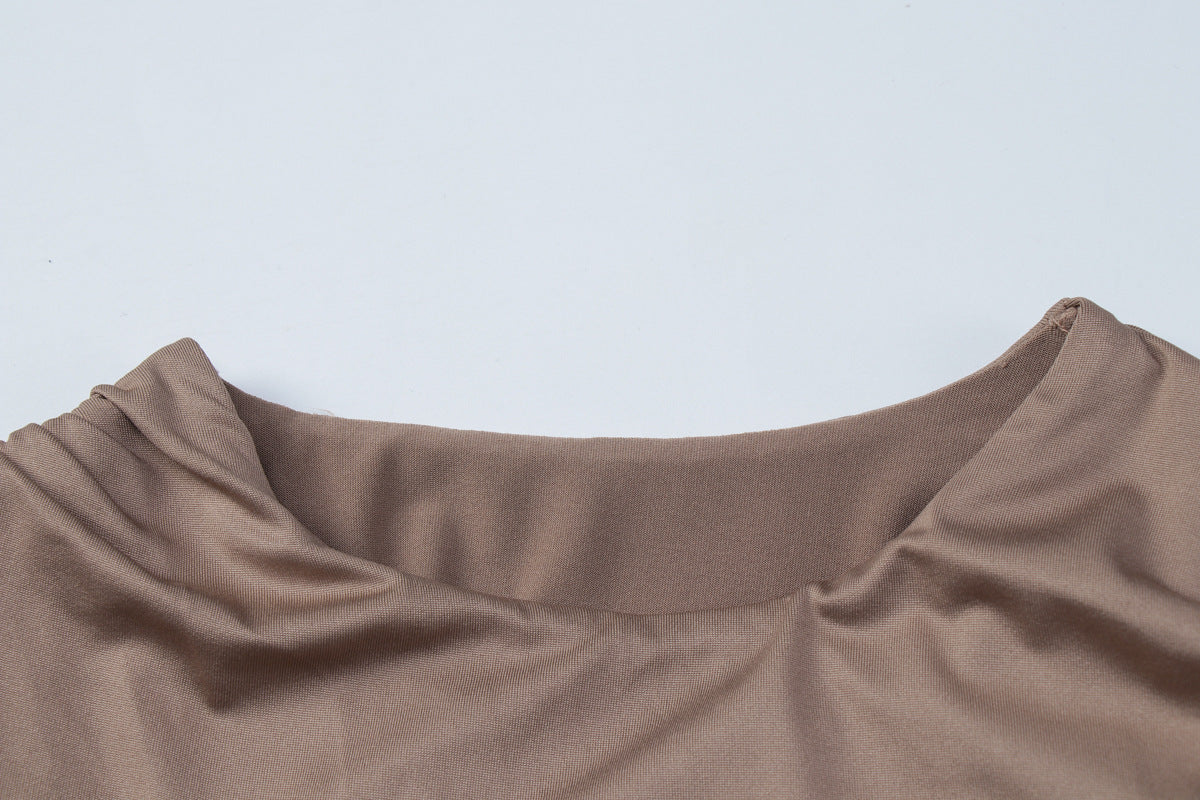Long sleeve ruched irregular crewneck maxi dress  | Festival Outfits Women